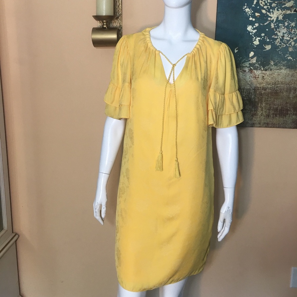 Chelsea & Violet Yellow ruffle sleeves dress sz S